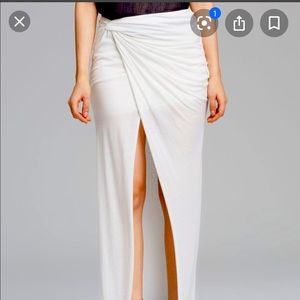 Helmut Lang maxi jersey wrap skirt white